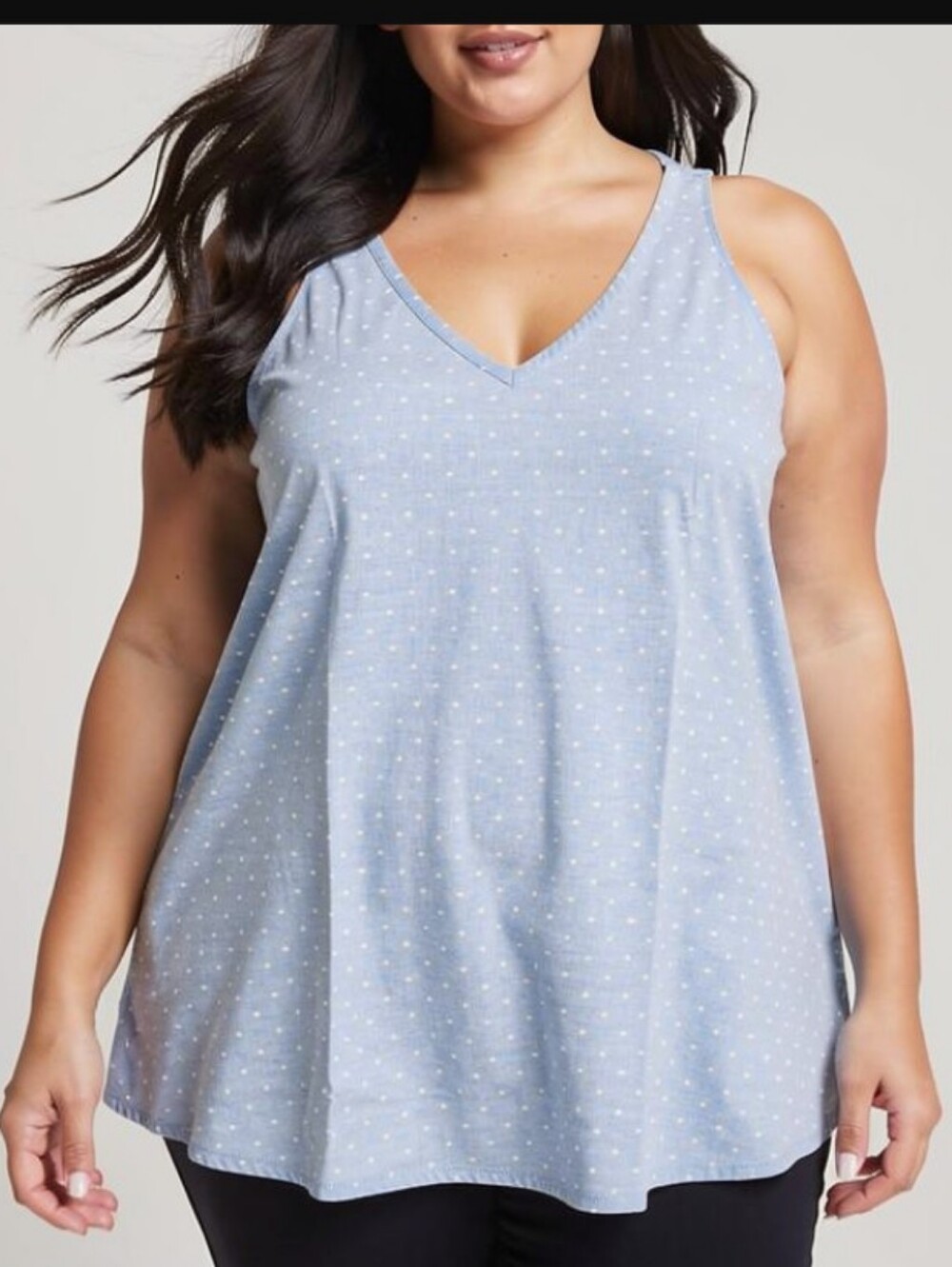 LANE BRYANT - SIZE 16       V-Neck Tank with Subtle Dot Design